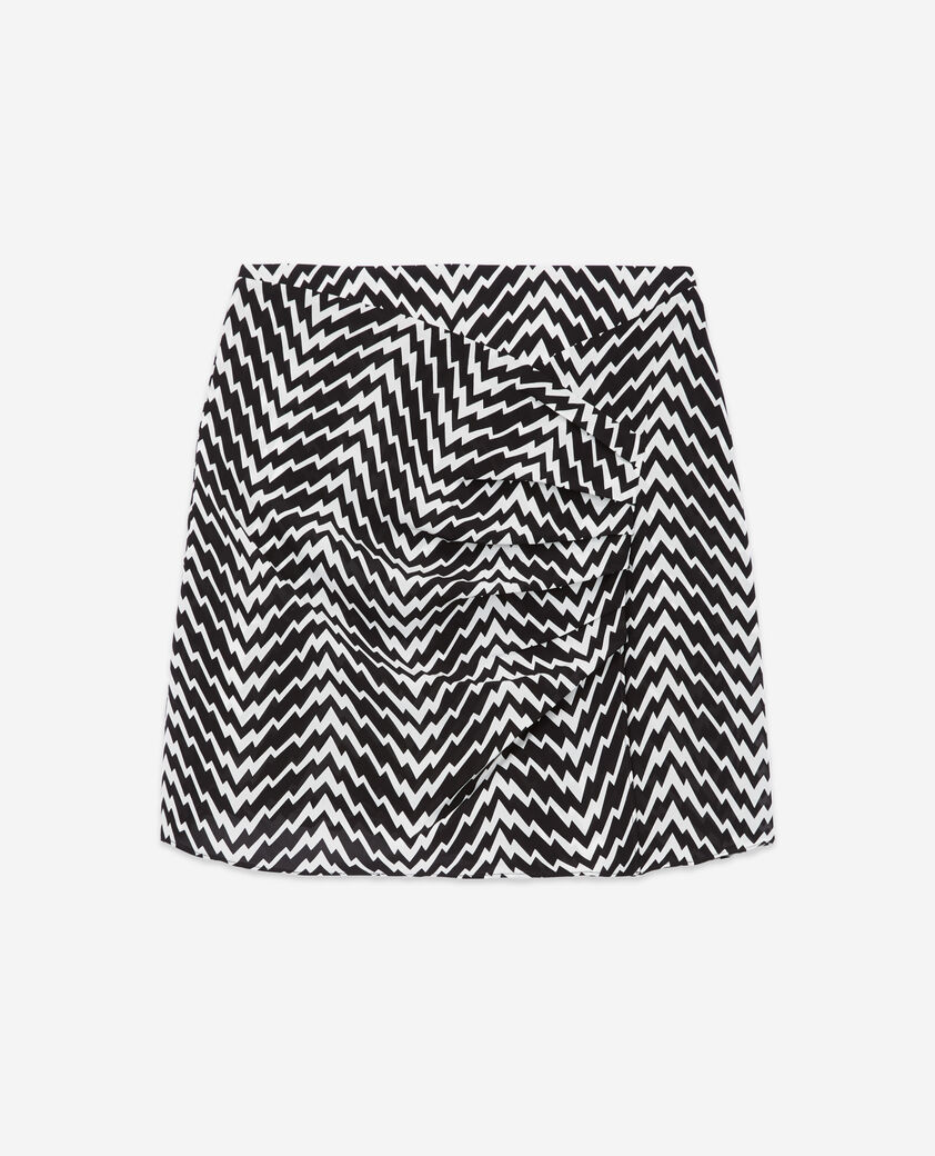 The Kooples WOMEN BLACK WHITE short black draped skirt