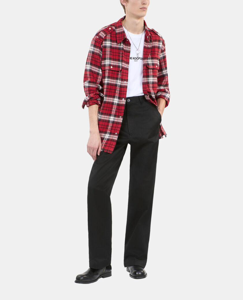 The Kooples HOMME BLACK-RED-WHITE surchemise à carreaux rouges et blancs