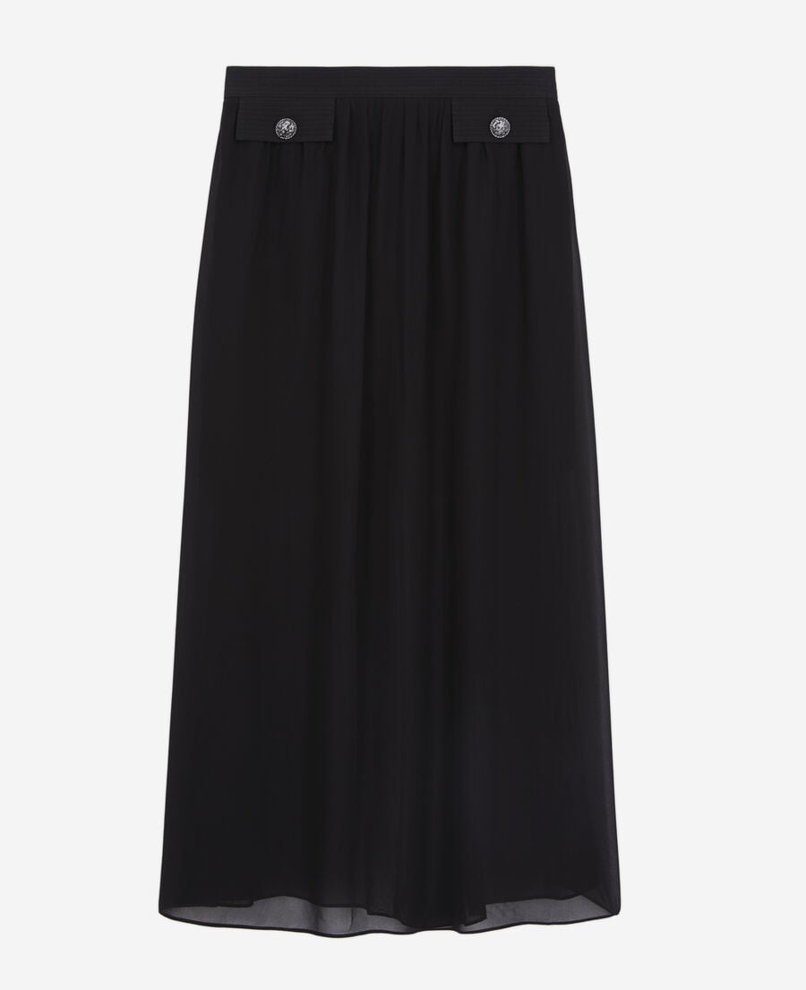 The Kooples WOMEN BLACK long black skirt with pockets