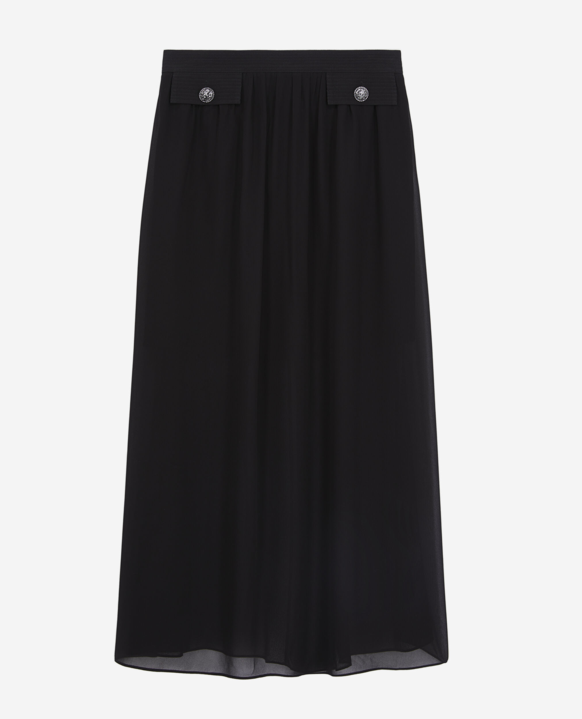 Long black skirt with pockets, BLACK, hi-res image number null