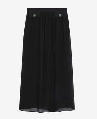 The Kooples WOMEN BLACK long black skirt with pockets