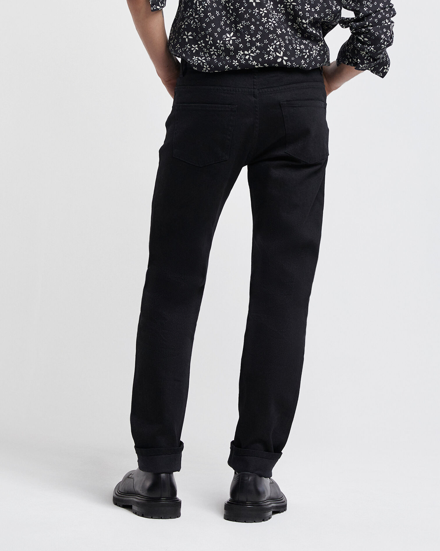 Slim-fit black jeans with silver rivets, BLACK, hi-res image number null