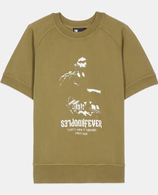 The Kooples MEN OLIVE khaki short-sleeved sweatshirt kooples fever serigraphy