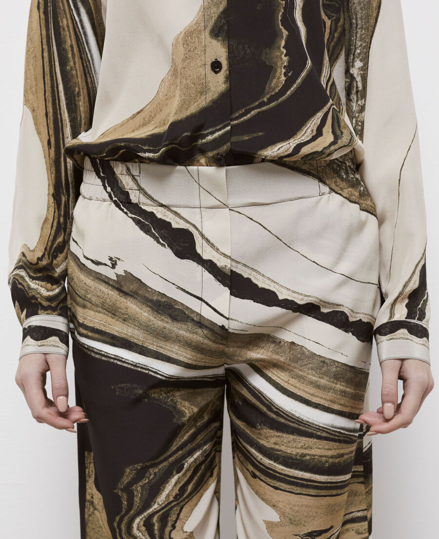 The Kooples F BEIGE-BROWN printed flowing silk pants