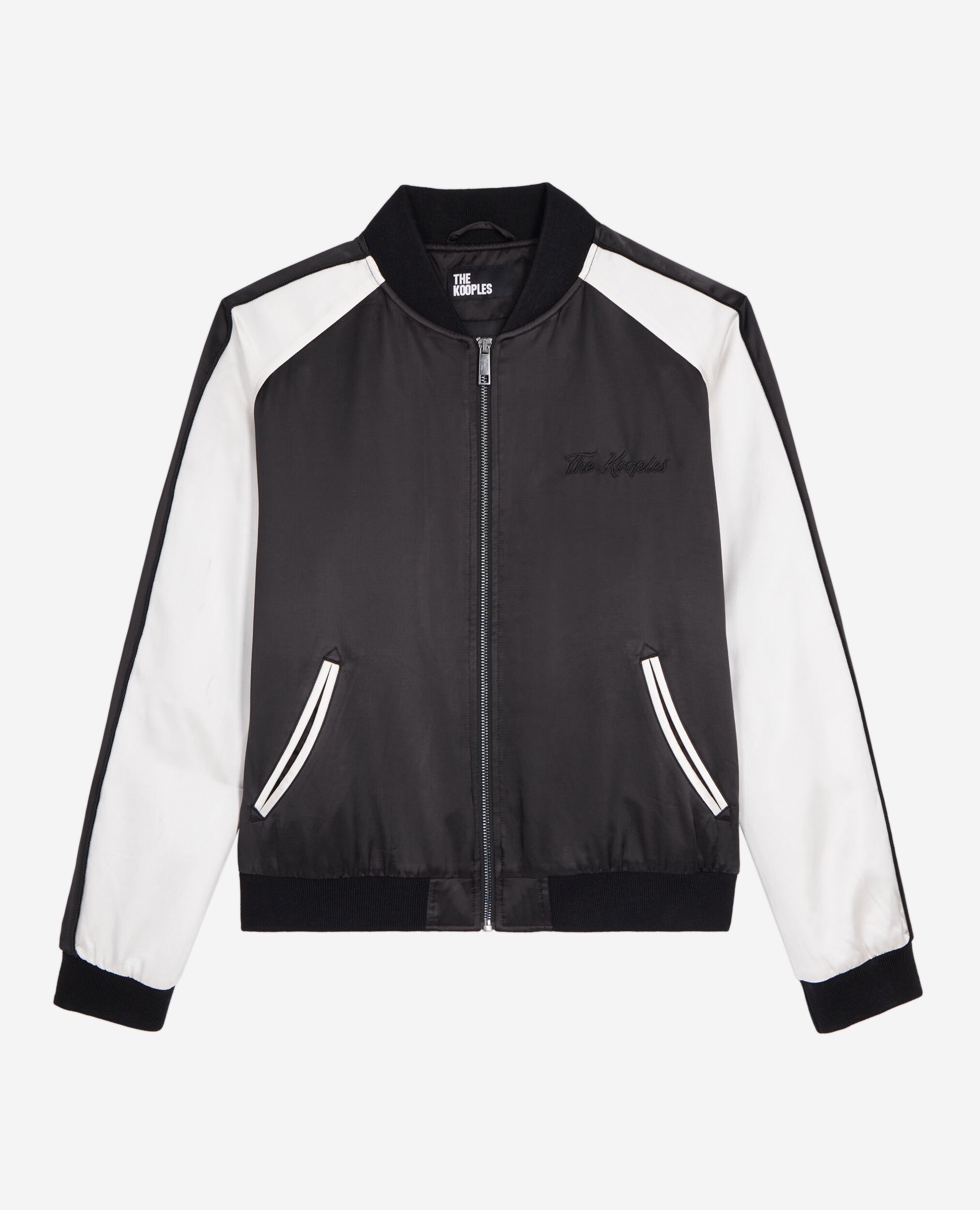 Blouson satiné noir et blanc, BLACK, hi-res image number null