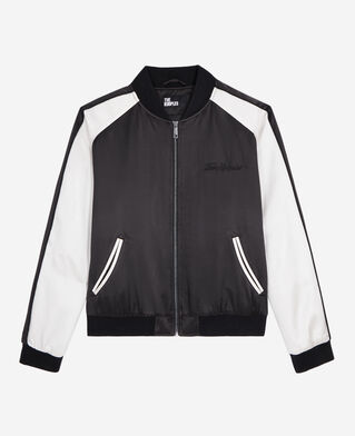The Kooples FEMME BLACK blouson satiné noir et blanc