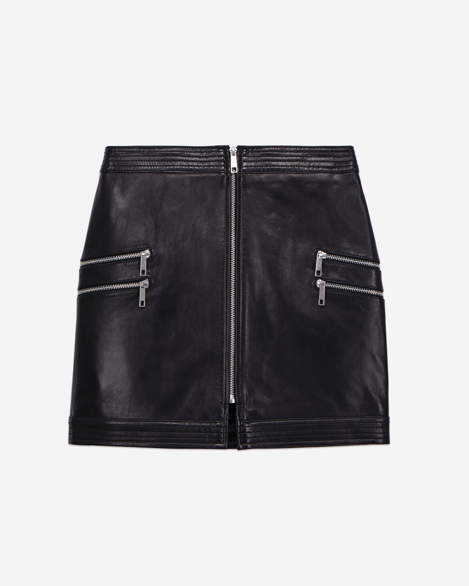 Jupe courte en cuir noire, BLACK, hi-res image number null