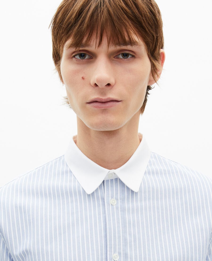 The Kooples HOMME BLUE chemise col contrast&eacute; ray&eacute;e bleue