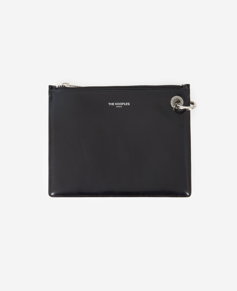 black leather mobile pouch