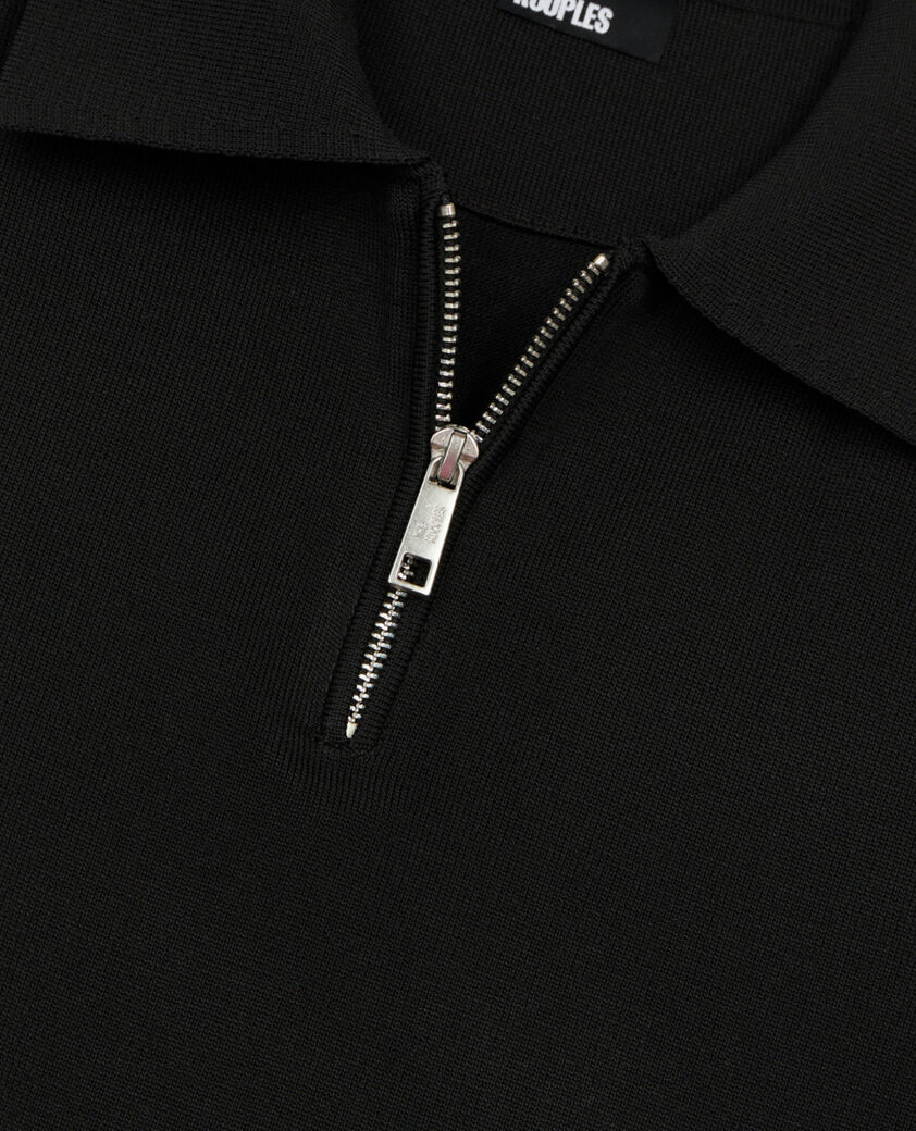 The Kooples HERREN BLACK schwarzes poloshirt aus strick