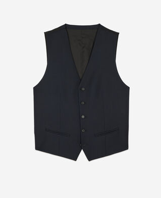 The Kooples MEN DARK NAVY navy wool button-down suit vest