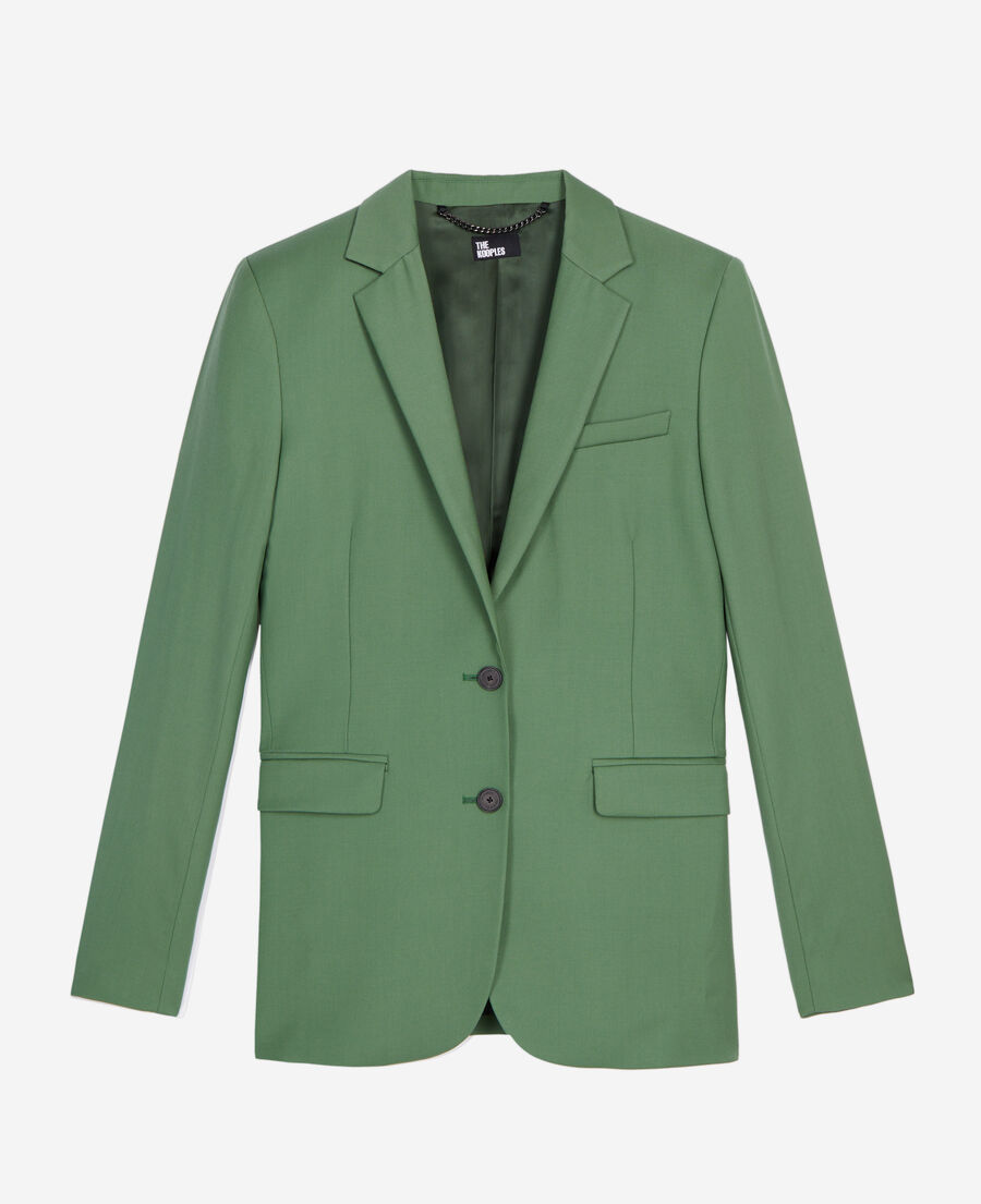 green wool suit jacket