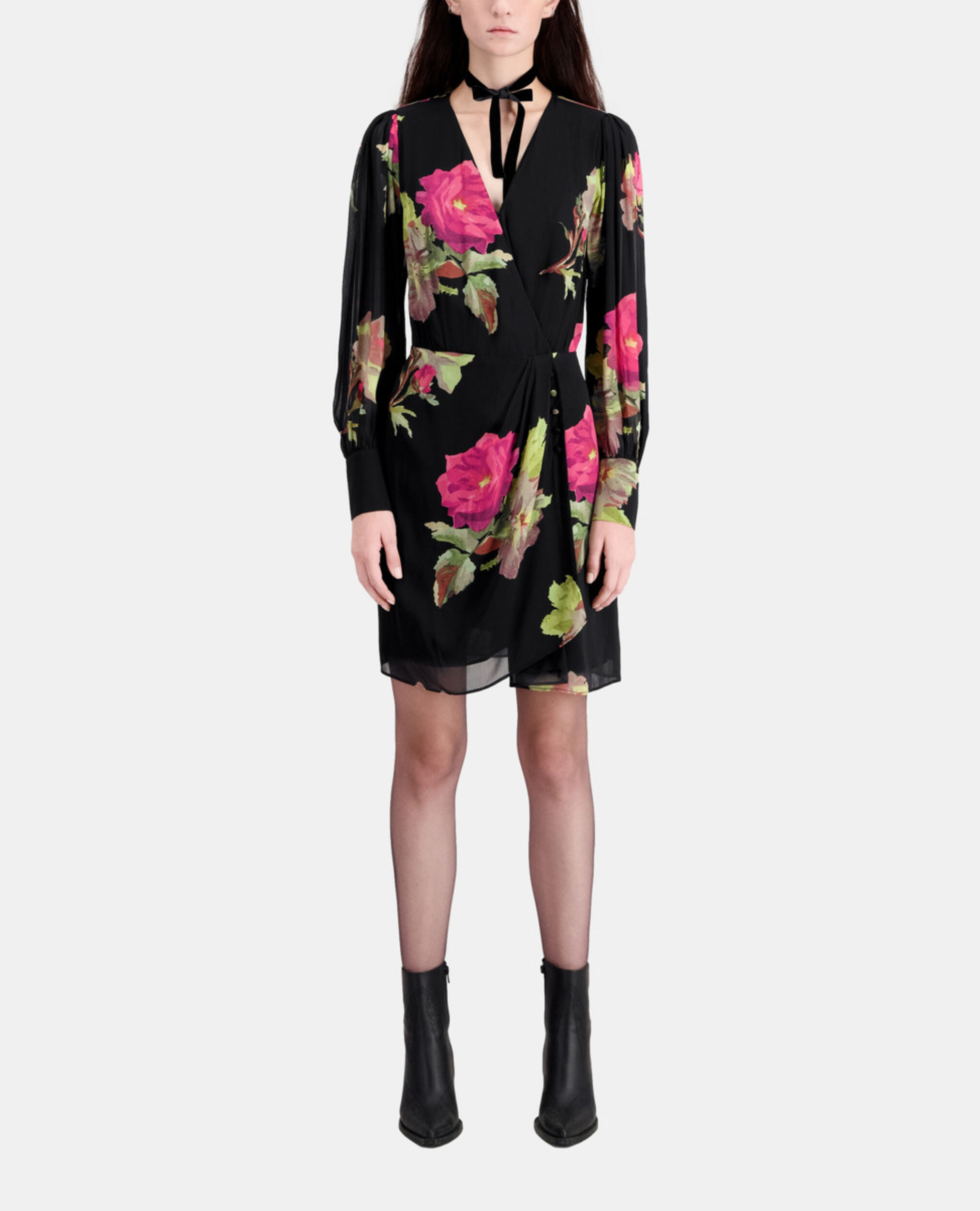 Robe courte imprimée, PINK BLACK, hi-res image number null