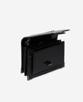 The Kooples F BLACK emily small crocodile-effect bag in black leather