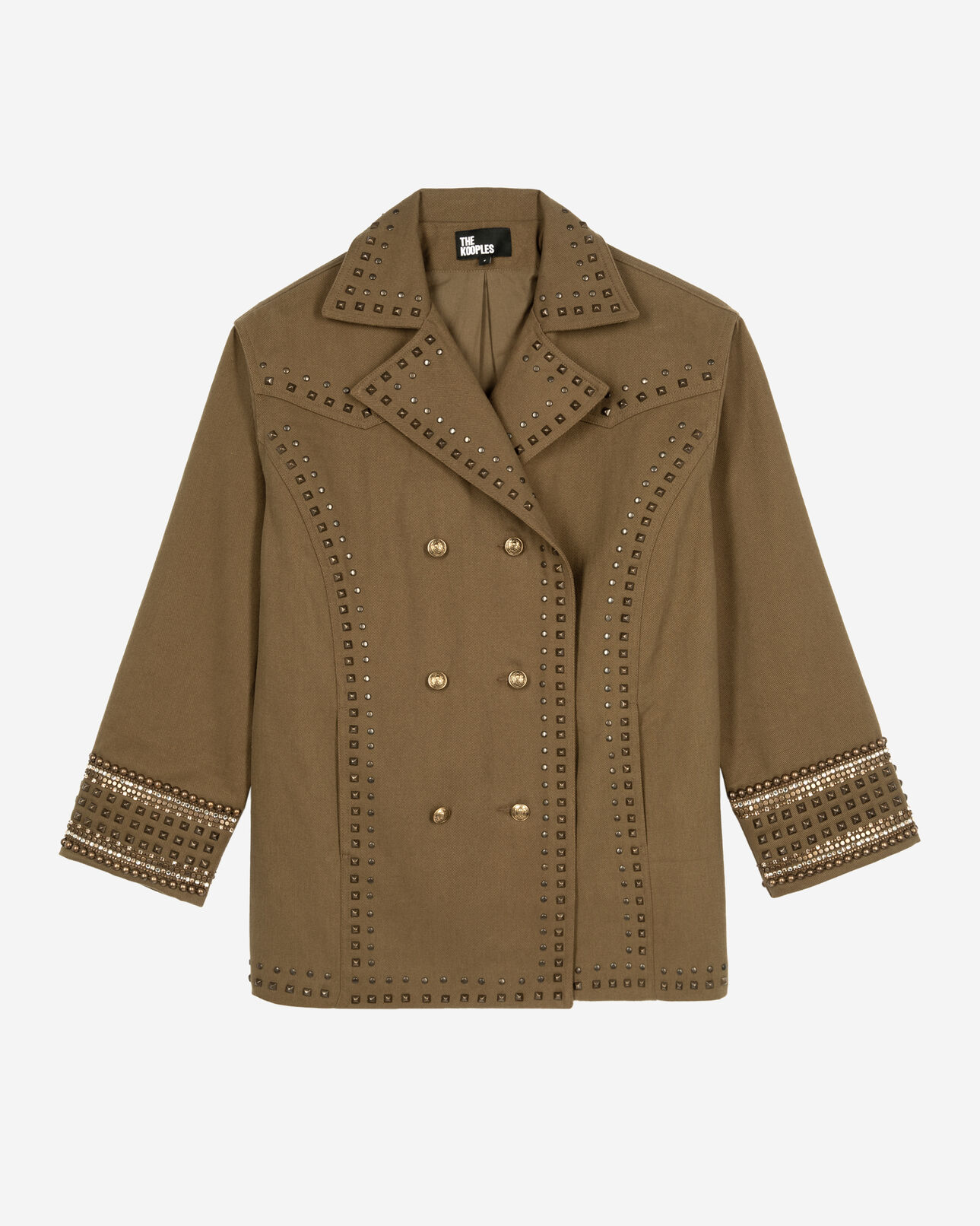 The Kooples WOMEN KAKI caban with studs and khaki beads