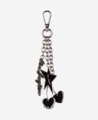The Kooples WOMEN BLACK SILVER black and silver key ring bag jewel
