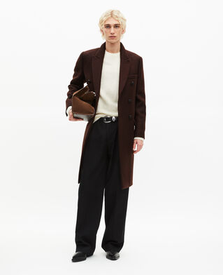 The Kooples HOMME CHOCOLATE manteau long en laine marron