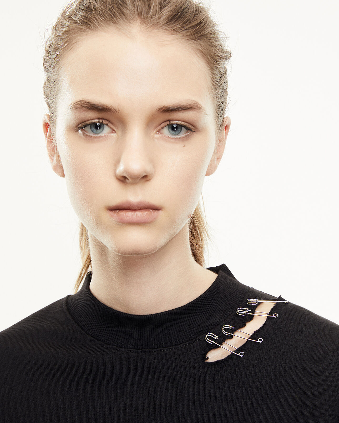 The Kooples FEMME BLACK sweatshirt noir à détails métallisés