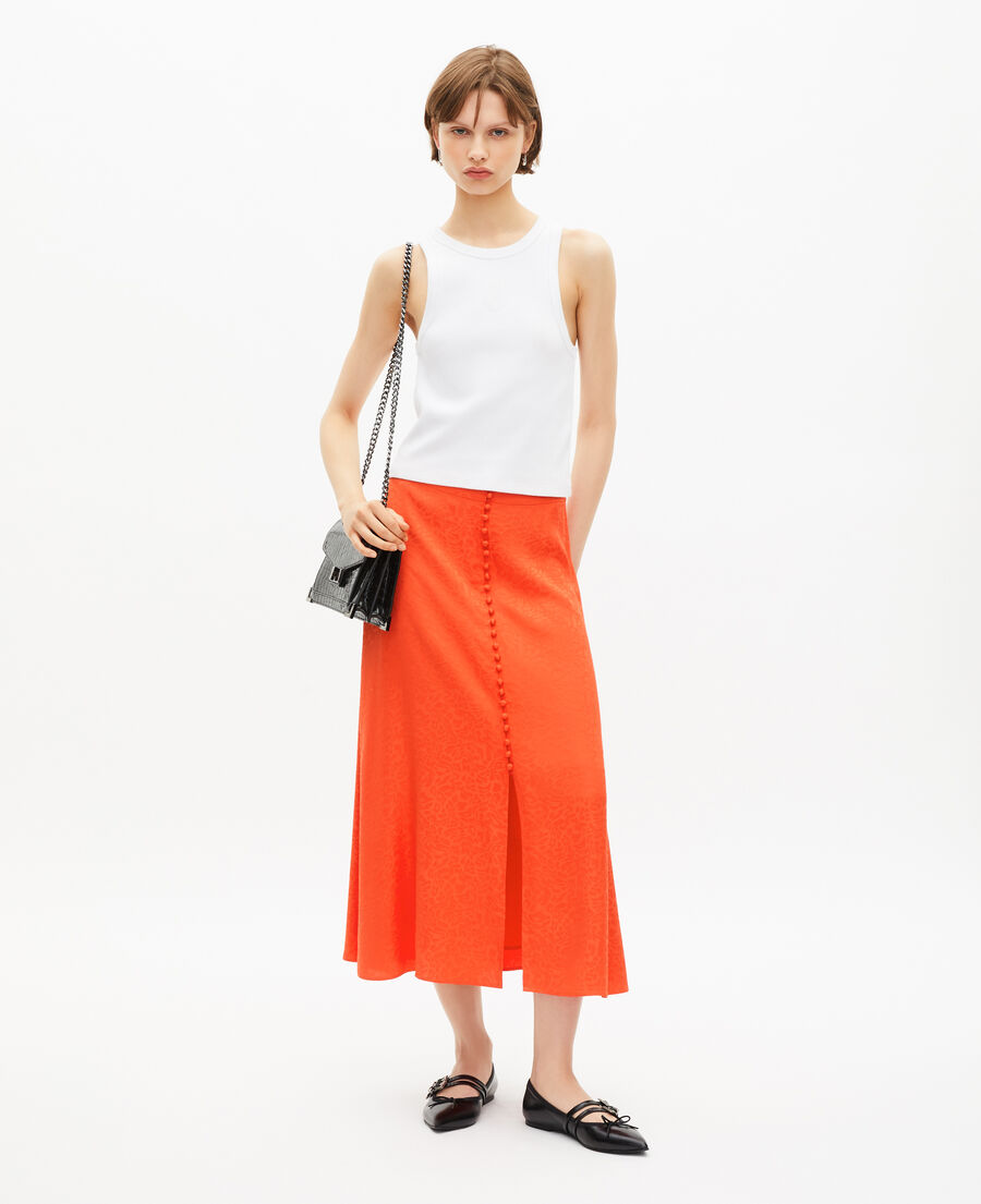 The Kooples WOMEN ORANGE RED long skirt in orange jacquard