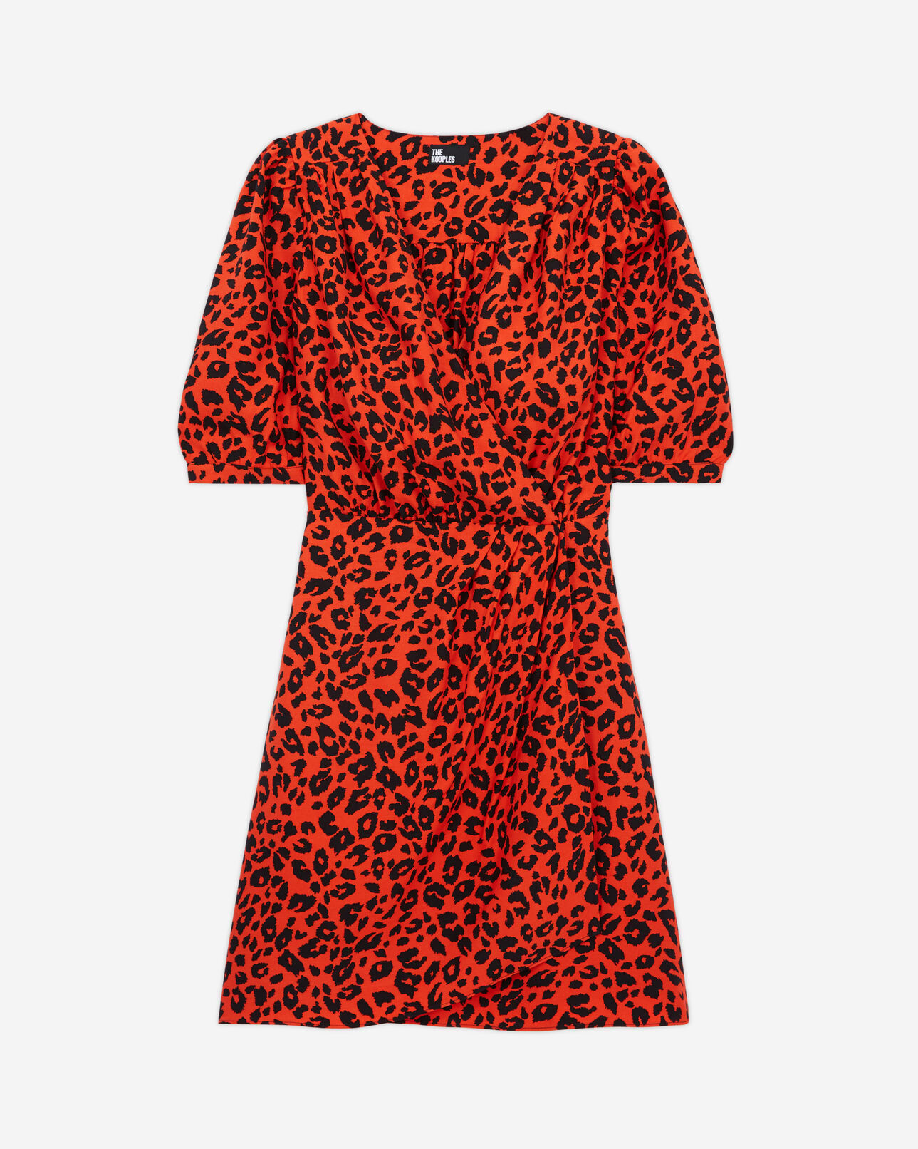 The Kooples WOMEN ORANGE - BLACK leopard print short dress