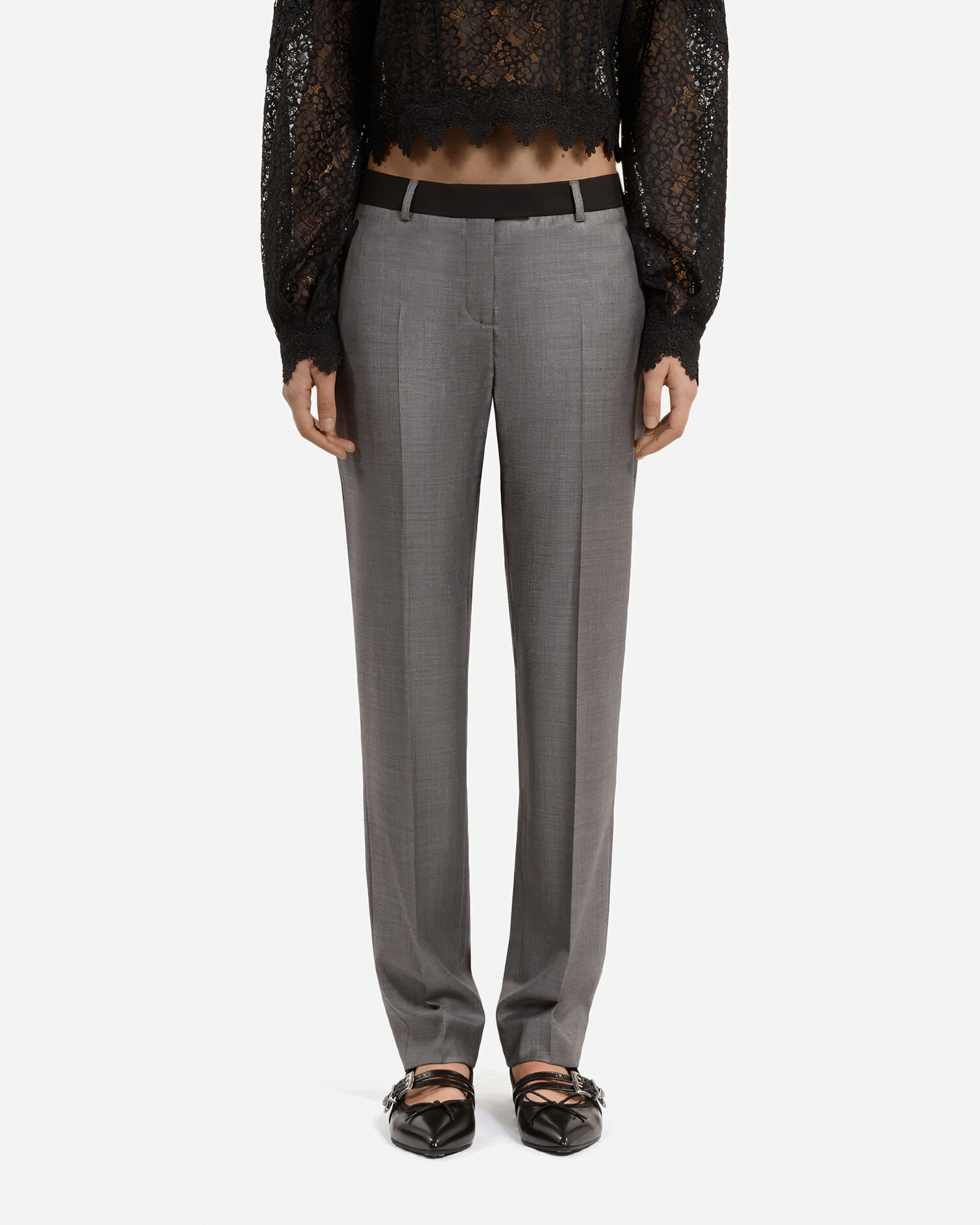 Pantalon tailleur ajusté gris, DARK GREY, hi-res image number null