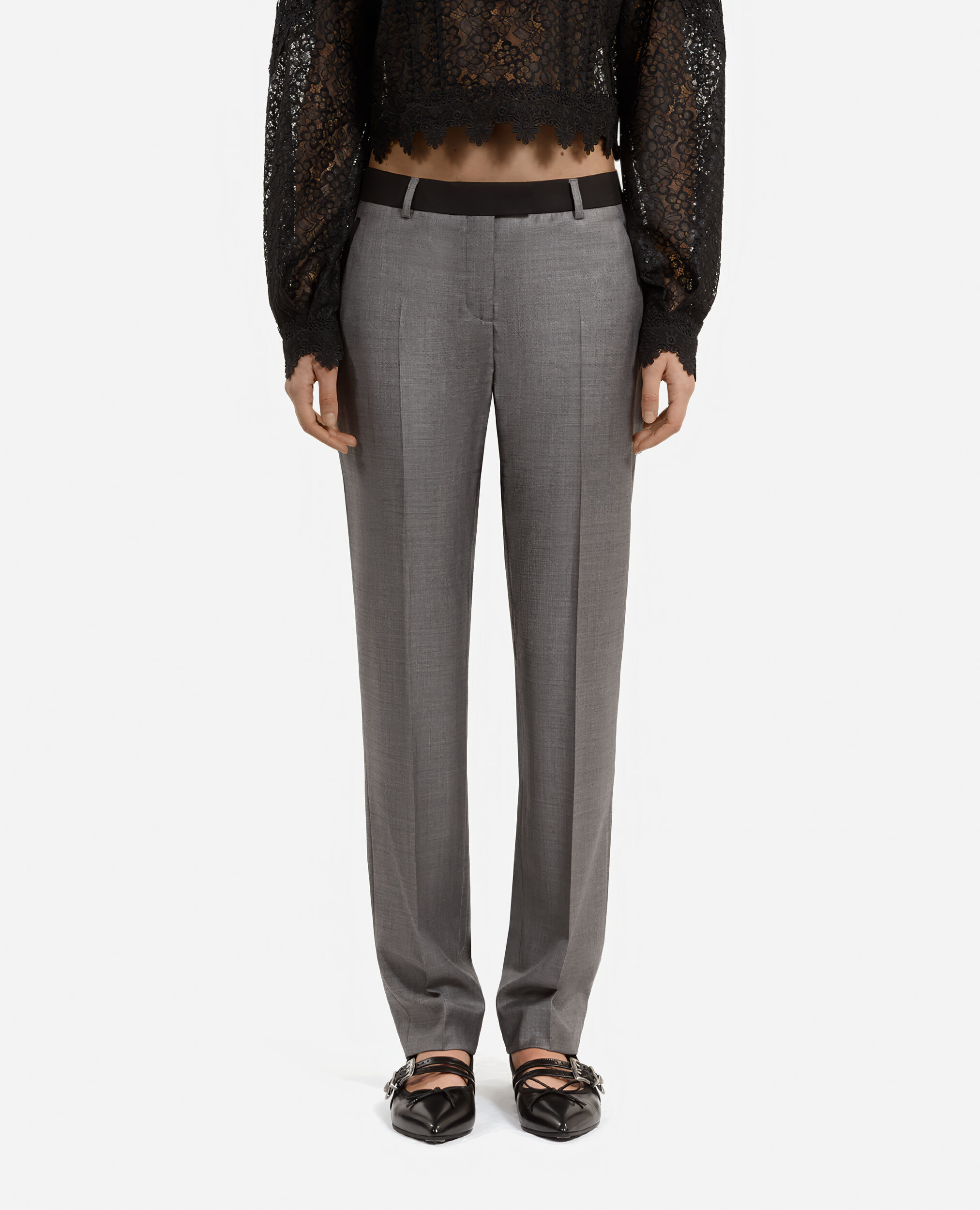 Pantalon tailleur ajusté gris, DARK GREY, hi-res image number null