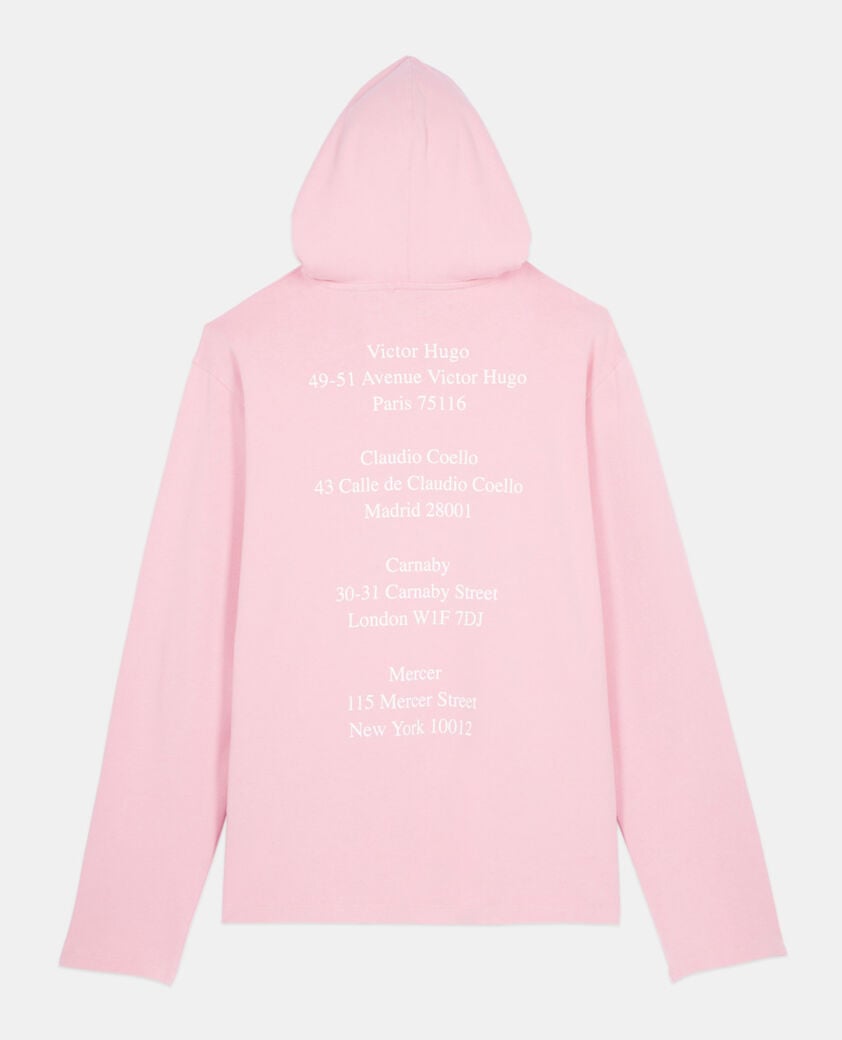 The Kooples MEN SWEET PINK long-sleeved pink hooded locations serigraphy t-shirt