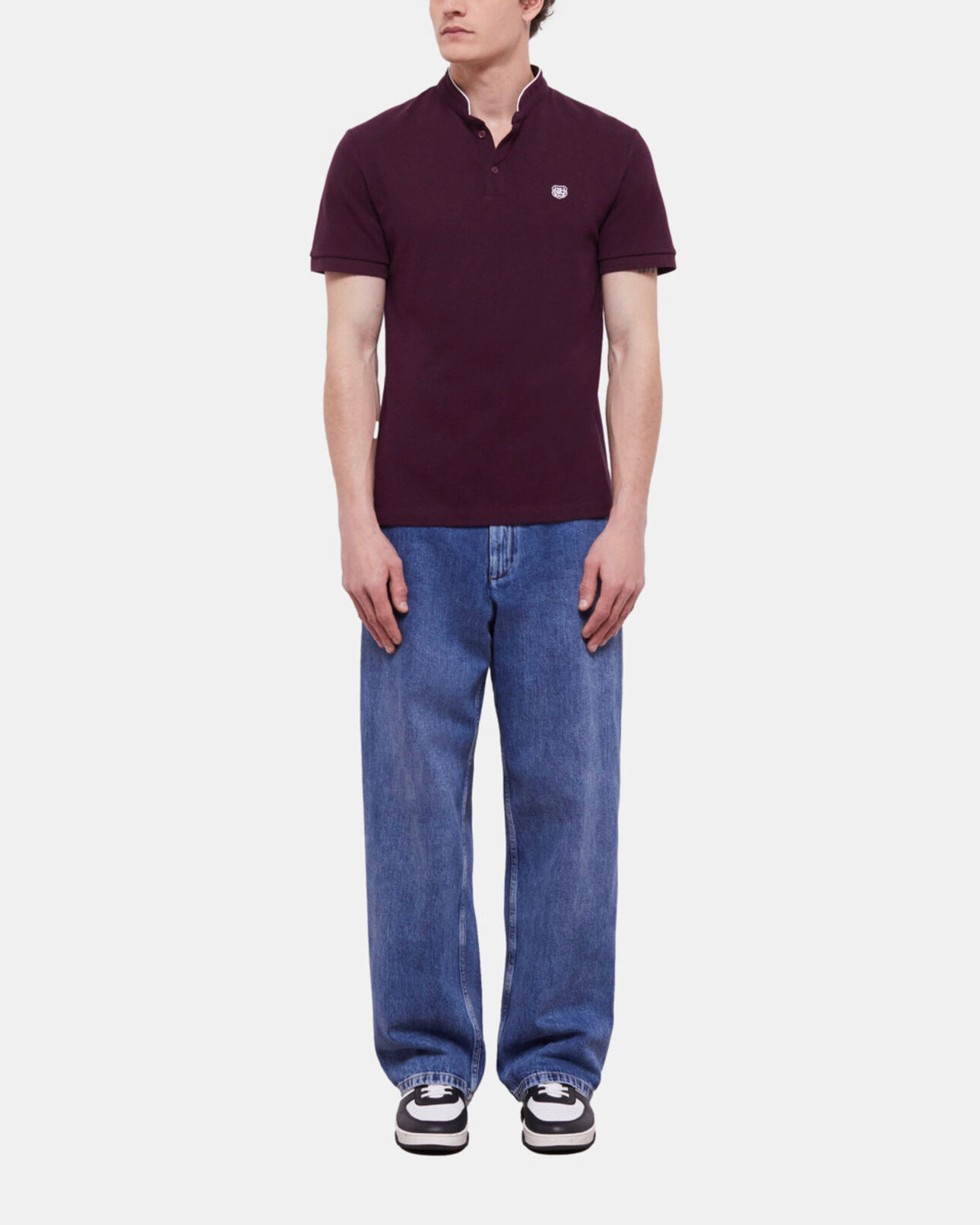 The Kooples HERREN BORDEAUX rotes poloshirt mit offizierskragen