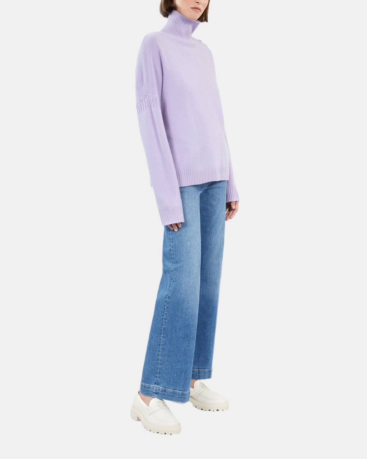 The Kooples FEMME LIGHT PURPLE pull en cachemire avec boutons mauve