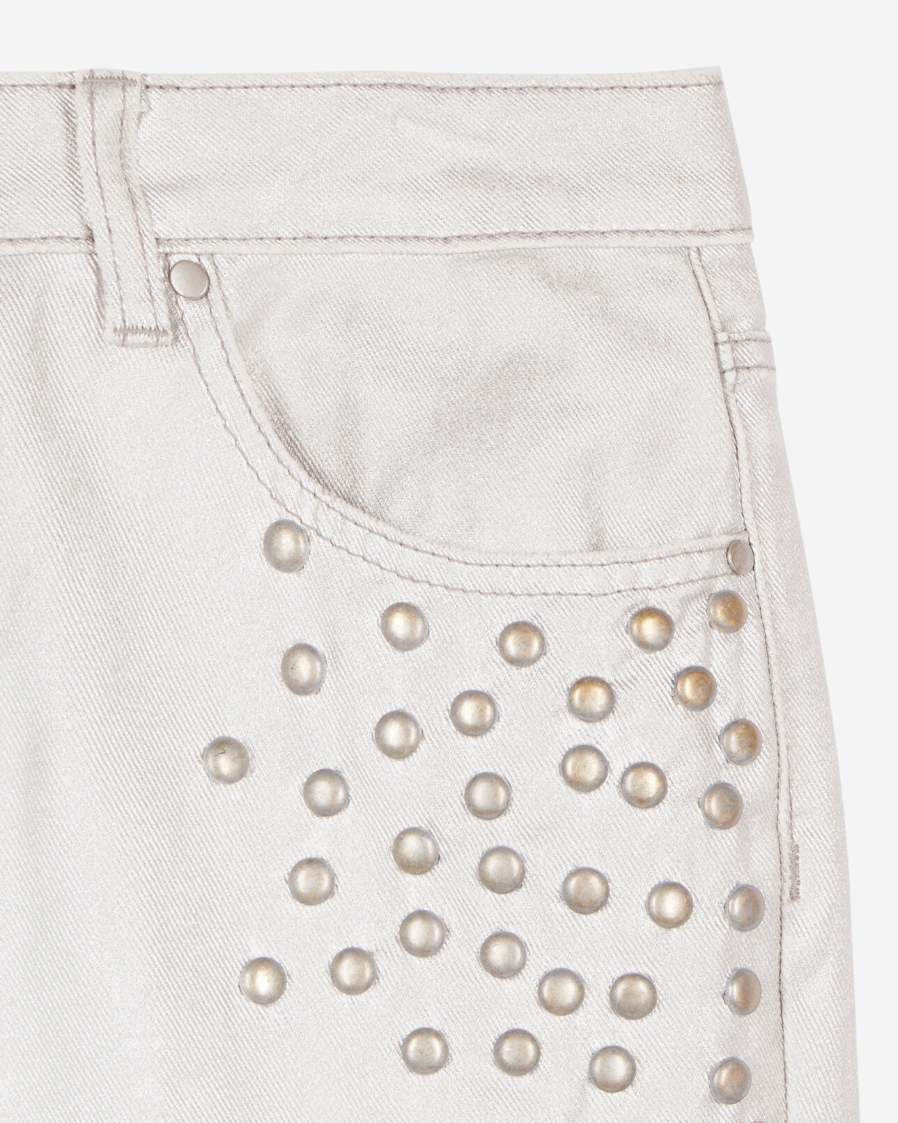 The Kooples WOMEN 52 ARGENT VIEILLI CORNE silver straight studded jeans