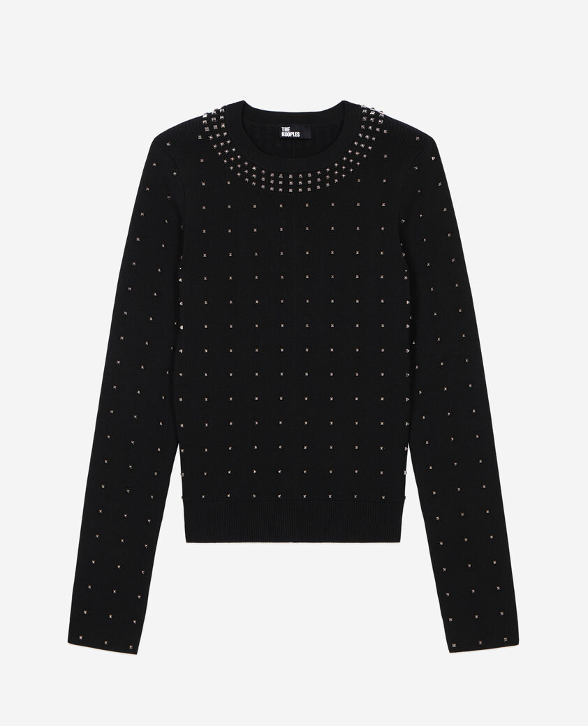 The Kooples WOMEN BLACK black sweater with spikes