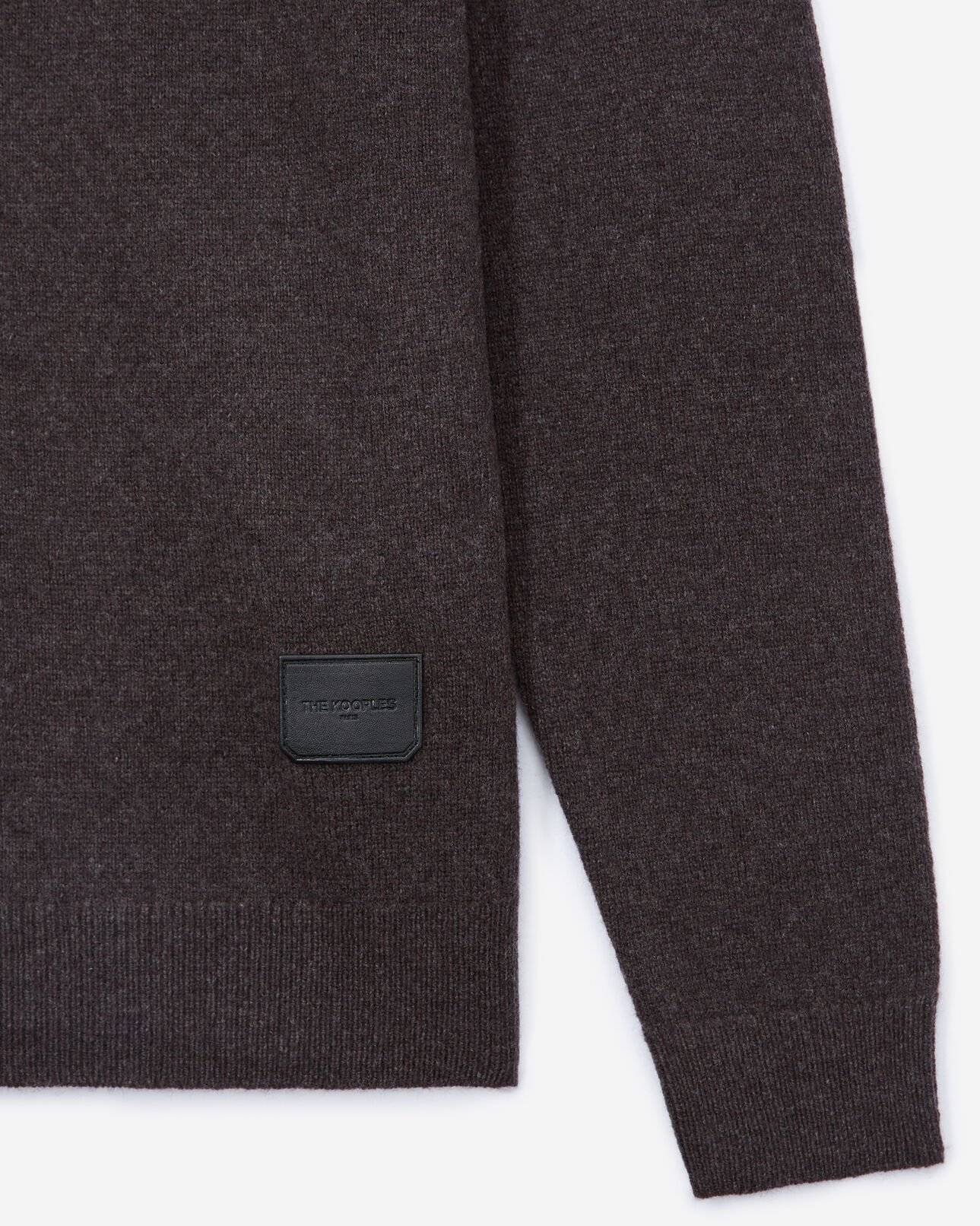 The Kooples MEN BROWN dark brown sweater in wool with turtleneck