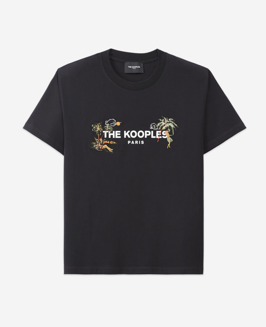 schwarzes t-shirt mit weißem the kooples-logo