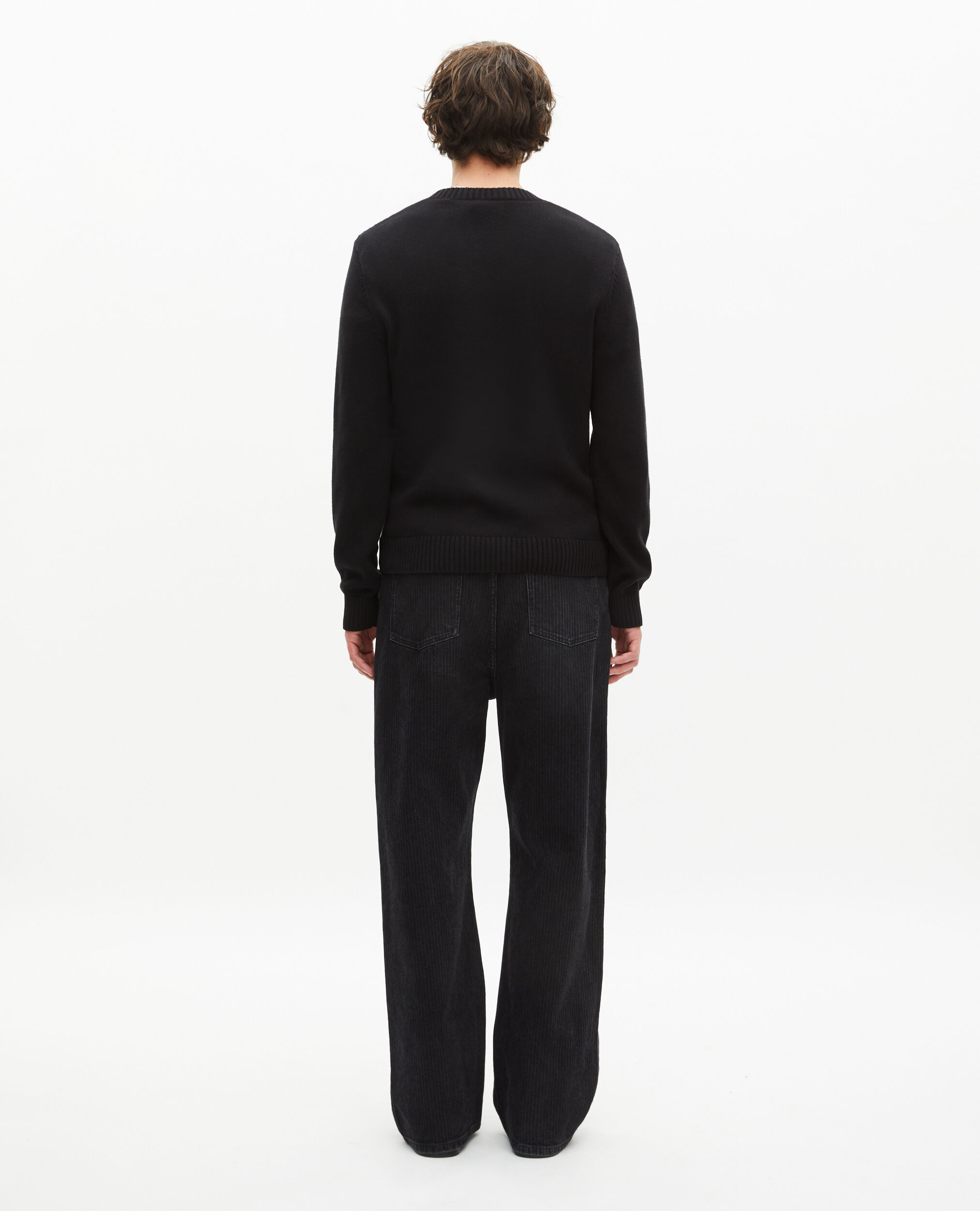Black skull screen-printed sweater, BLACK-ECRU, hi-res image number null