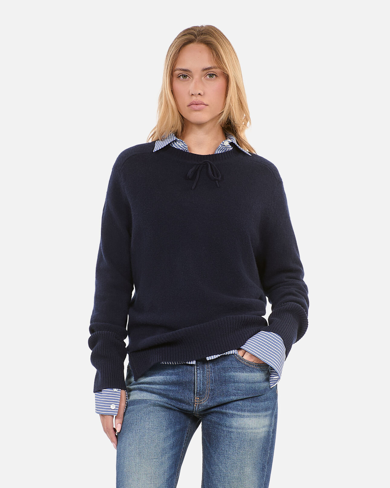 The Kooples WOMEN NAVY blue cashmere sweater