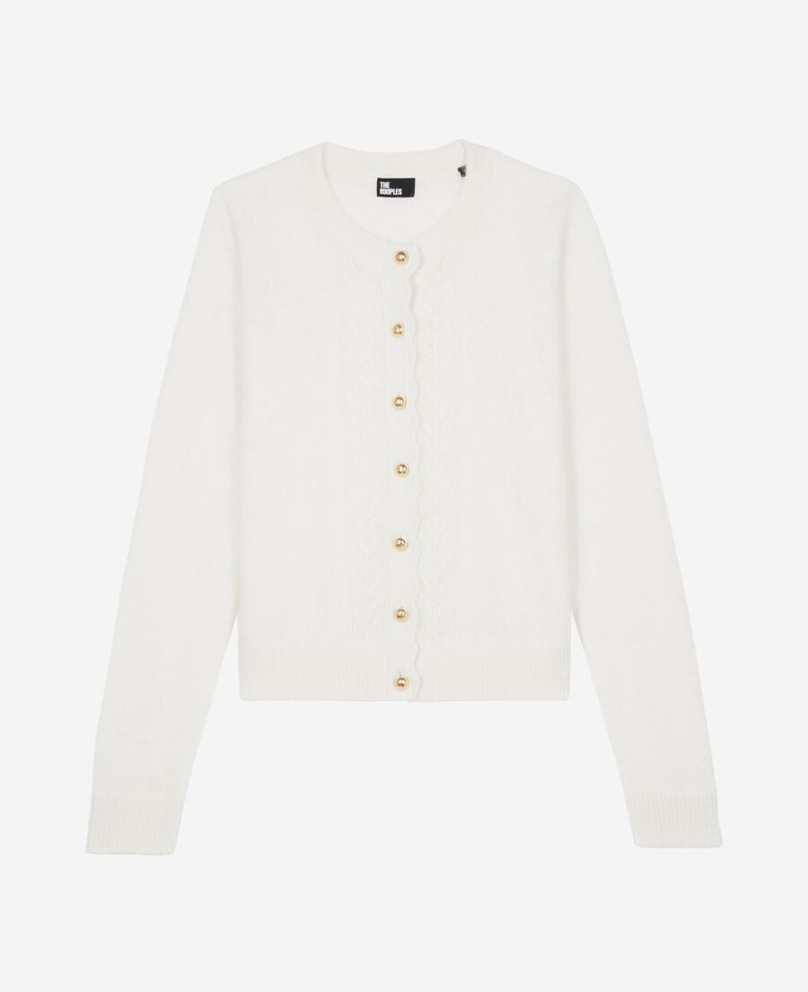 The Kooples FEMME LIGHT BEIGE cardigan en cachemire ecru