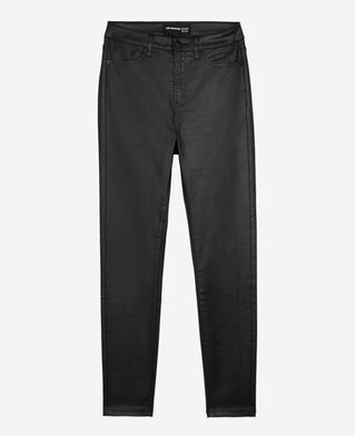 The Kooples WOMEN BLACK black leather-effect slim jeans