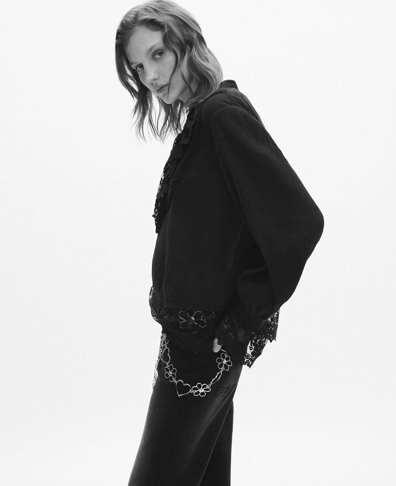 The Kooples WOMEN BLACK black guipure lace top