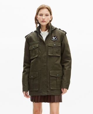 The Kooples DAMEN KAKI khakifarbener parka mit kapuze