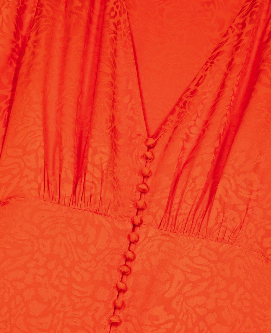 The Kooples FEMME ORANGE RED robe longue en jacquard motif léopard orange