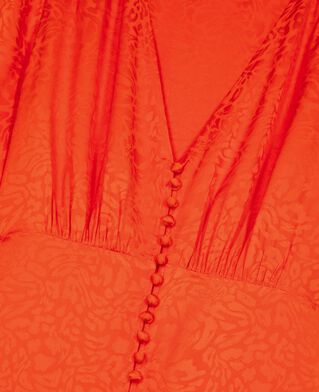The Kooples FEMME ORANGE RED robe longue en jacquard motif léopard orange