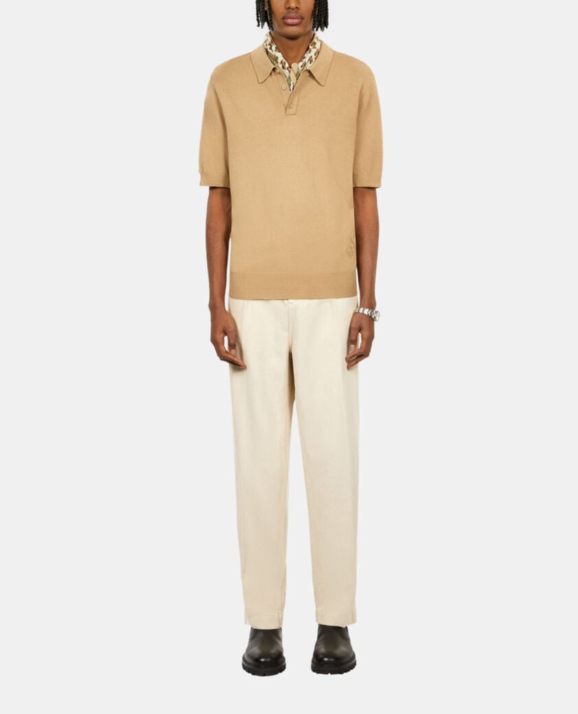 The Kooples HERREN BEIGE braunes poloshirt aus strick