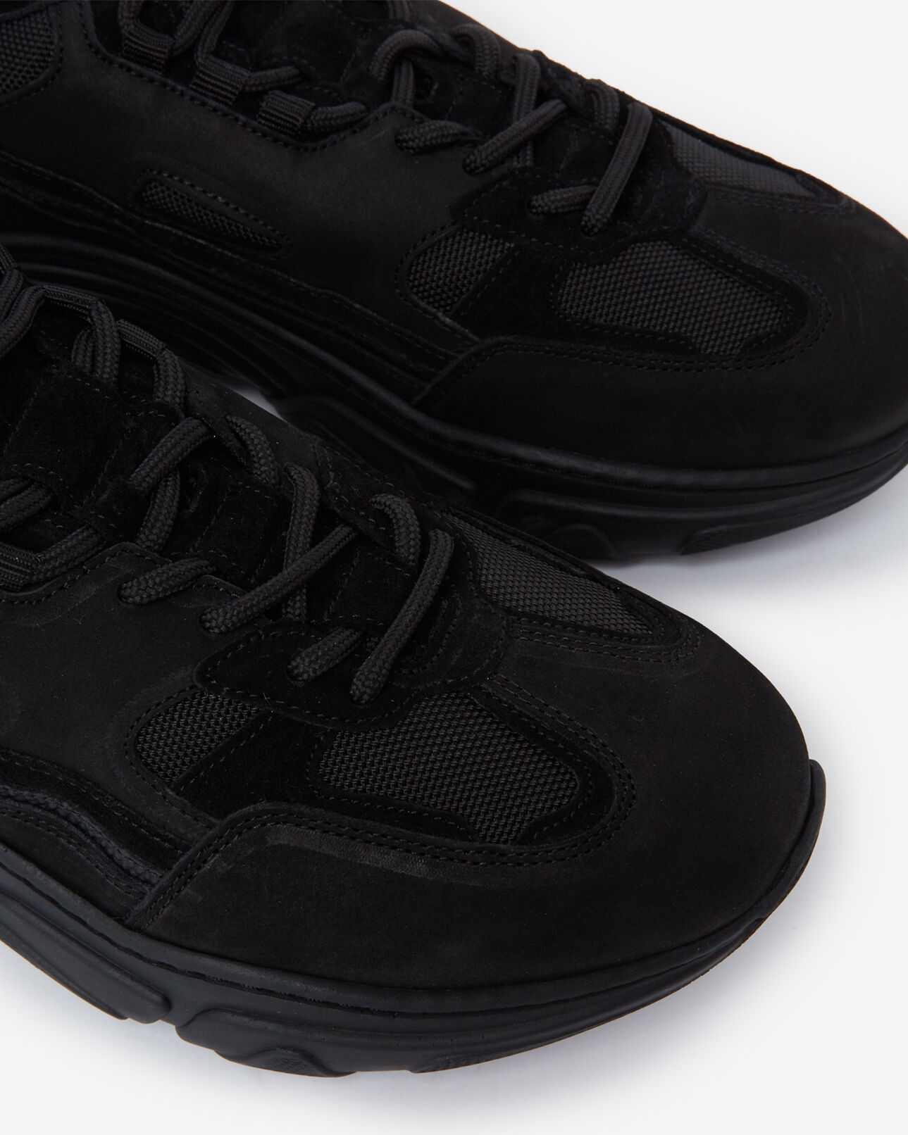 The Kooples HOMME BLACK baskets noires tissu grosses semelles