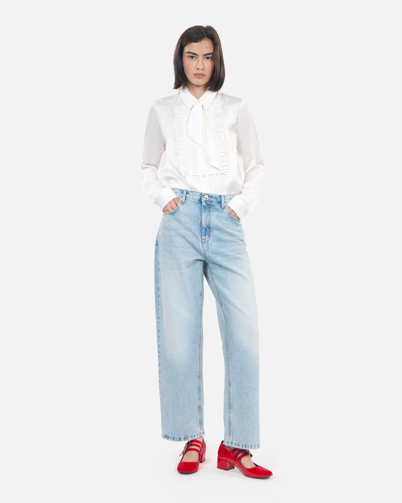 The Kooples DAMEN ECRU ecrufarbenes jacquard-hemd