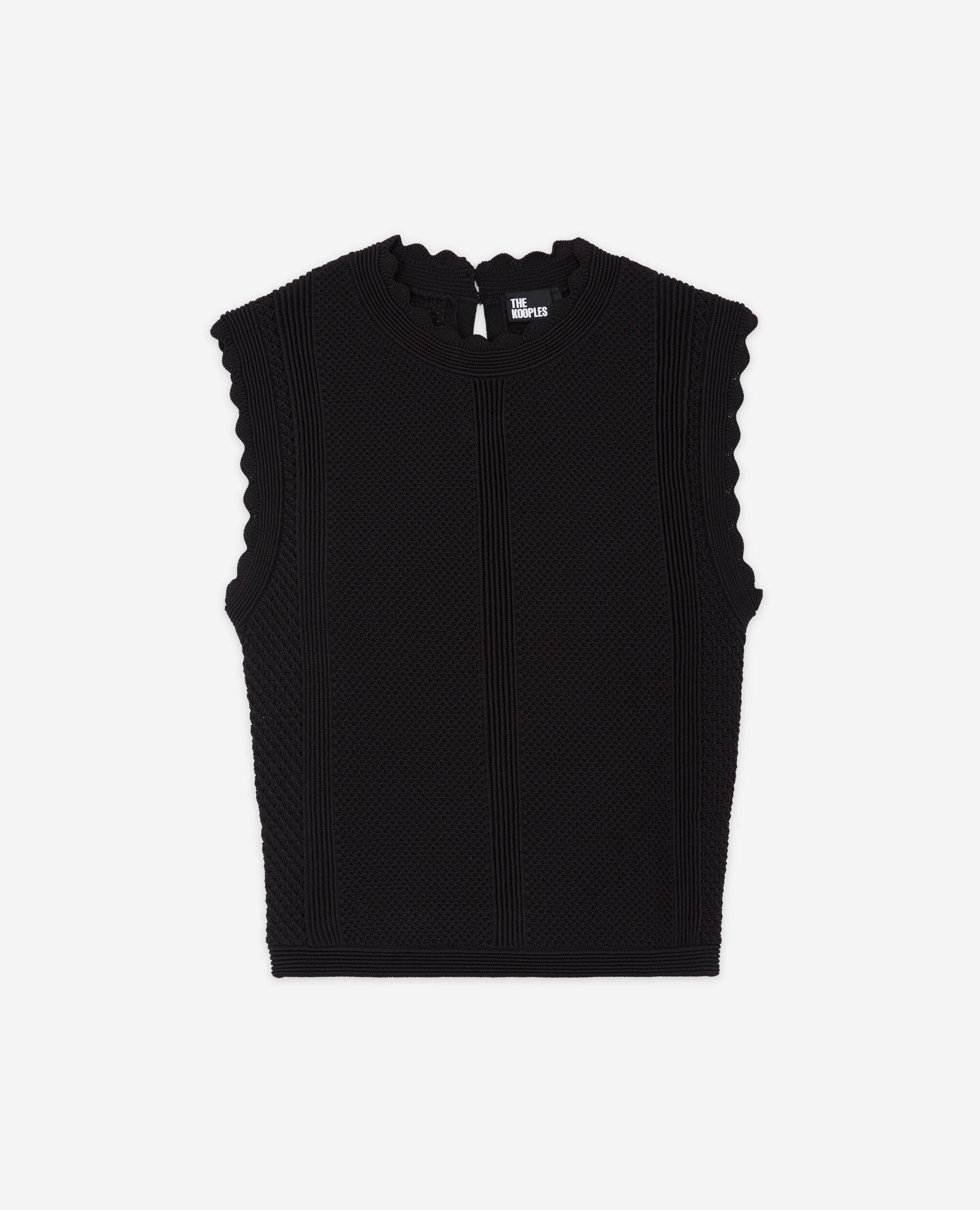 Black short knit top, BLACK, hi-res image number null
