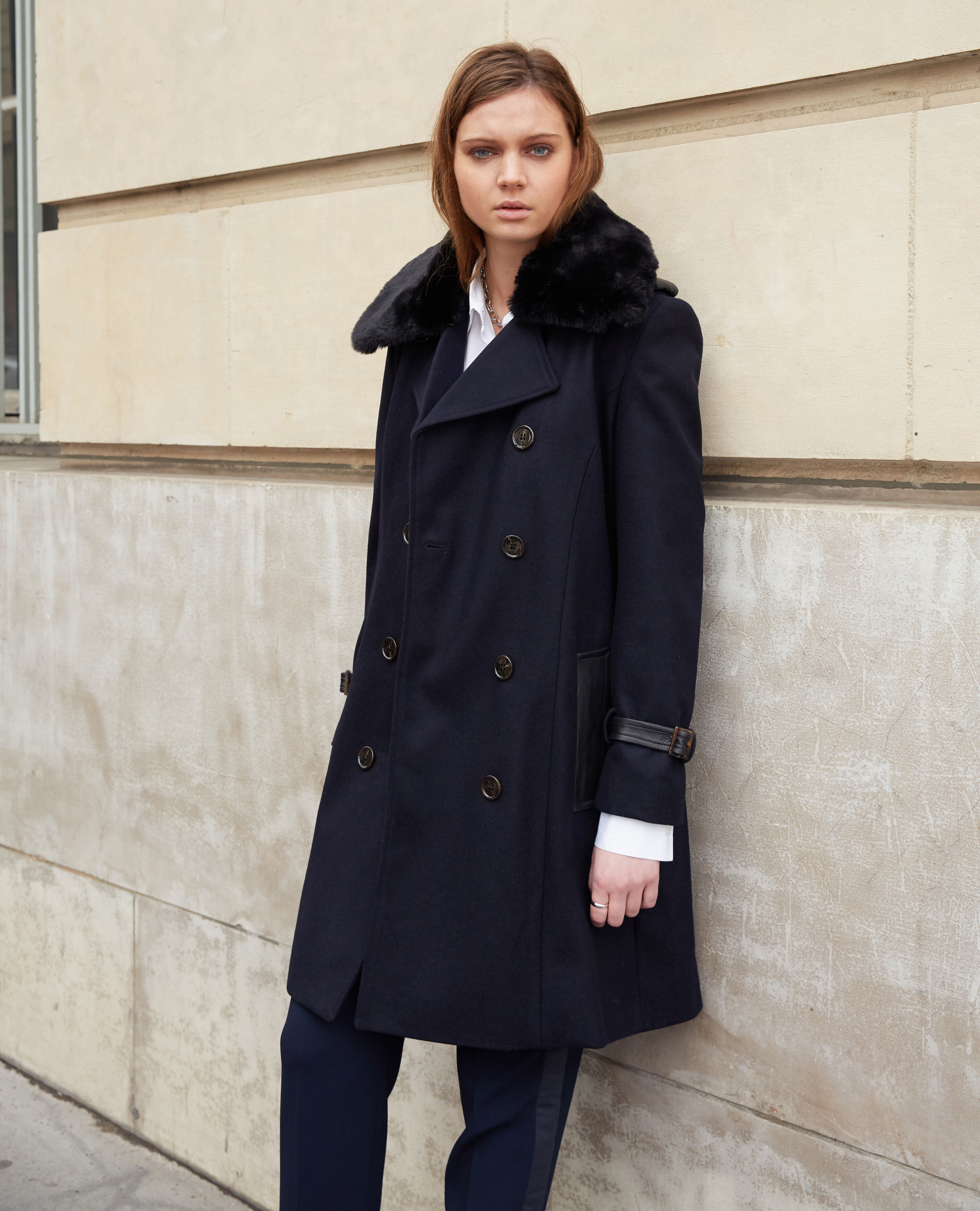 Manteau bleu marine pas cher top