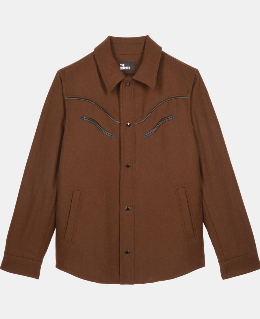 The Kooples H BROWN brown flannel overshirt-style jacket