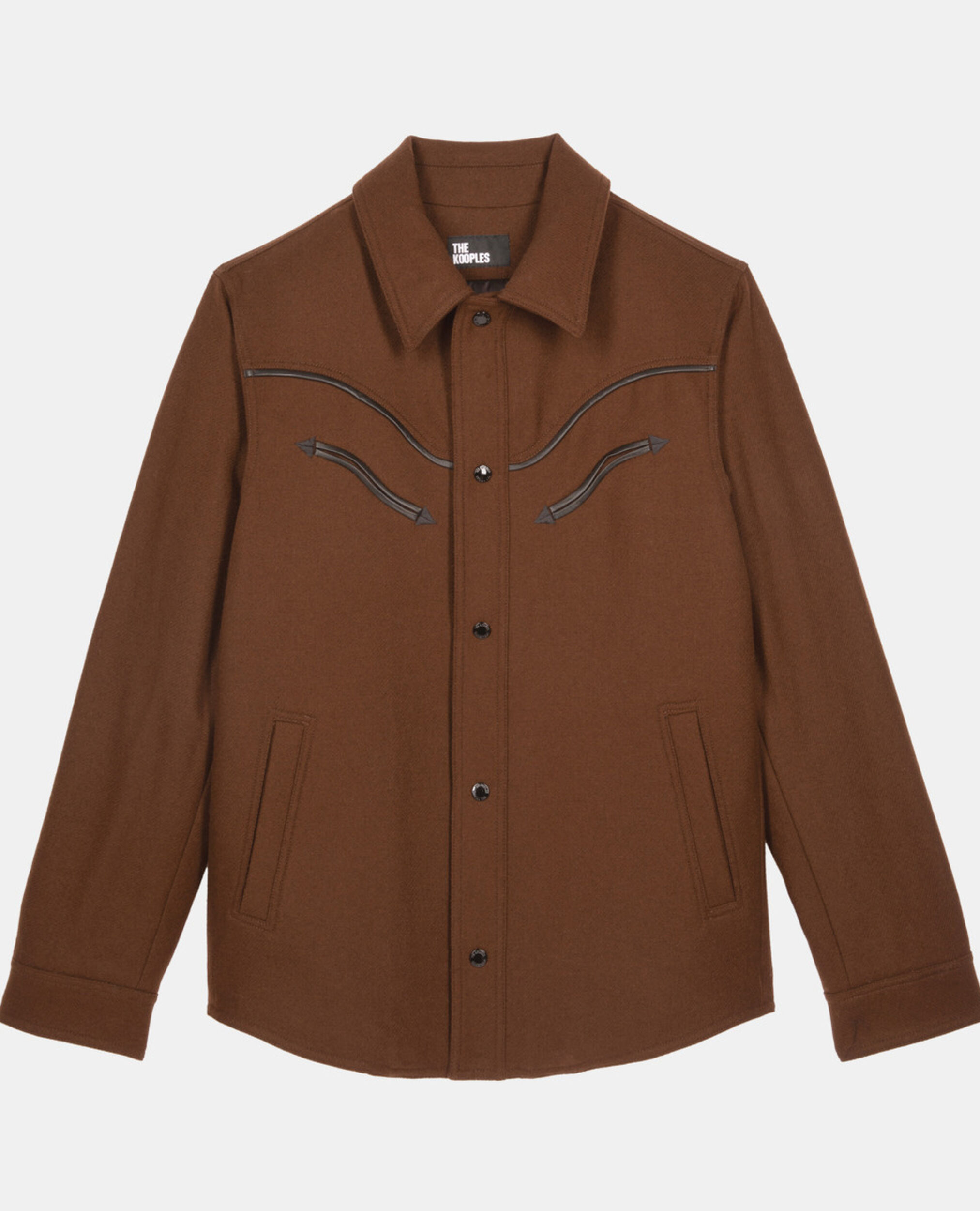 Brown flannel overshirt-style jacket, BROWN, hi-res image number null