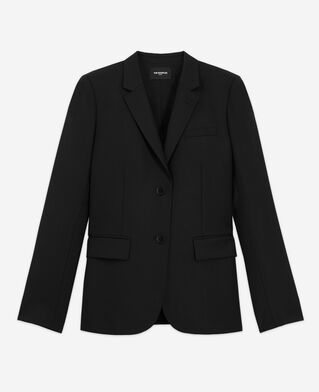 The Kooples DAMEN BLACK kostümjacke aus wolle, tailliert geschnitten, schwarz