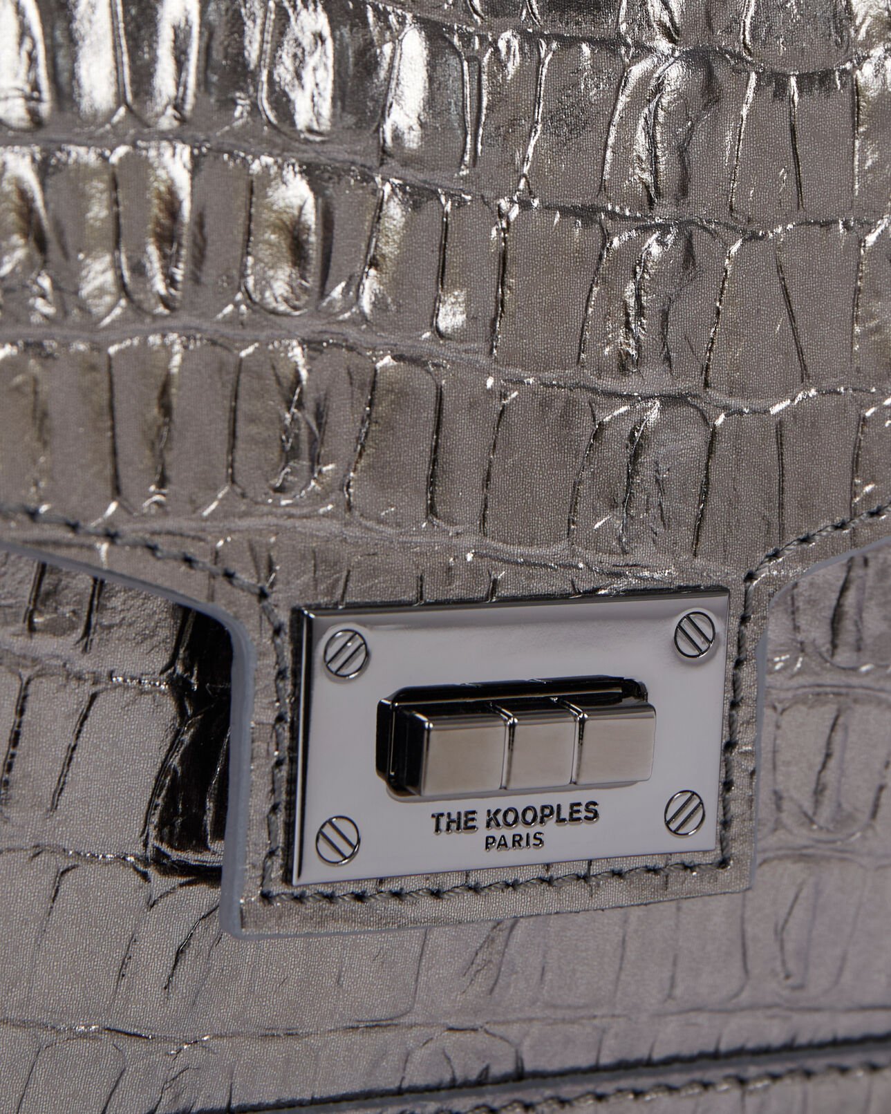 The Kooples MUJER GUN METAL SILVER bolso pequeño emily de piel efecto cocodrilo bronceado